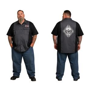 Dickies Evil 13 Skull Embroidered Two-Tone Biker Gothic Work Shirt Dickies 4XL